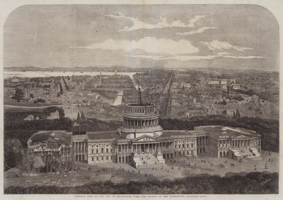 Vista aérea de la ciudad de Washington, con el Capitolio en primer plano de George Henry Andrews