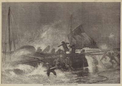 Lanzamiento de un yawl del Mar del Norte durante un vendaval de George Henry Andrews