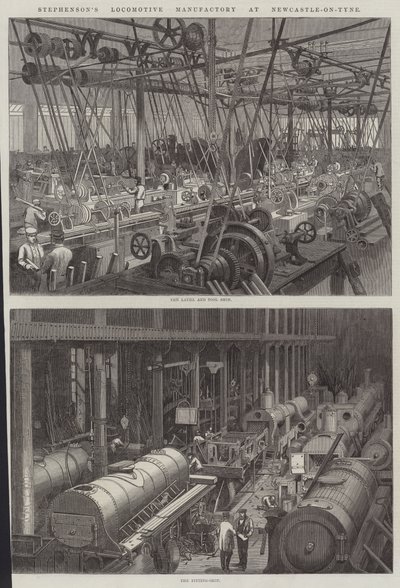 Fábrica de locomotoras de Stephenson en Newcastle-on-Tyne de George Henry Andrews