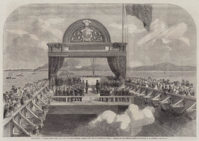 El Príncipe de Gales colocando la Última Piedra del Puente Victoria sobre el San Lorenzo de George Henry Andrews