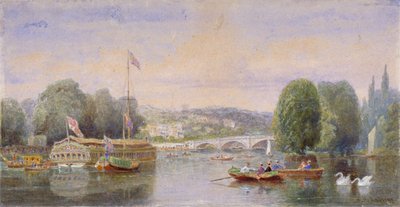 El Río Támesis con el Puente de Richmond y la Colina de Richmond en la distancia, Londres, 1867 de George Henry Andrews