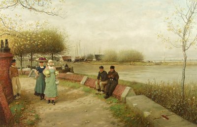 Un intercambio de cumplidos - Muiden, Holanda del Norte de George Henry Boughton