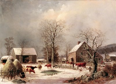 Granja en invierno de George Henry Durrie