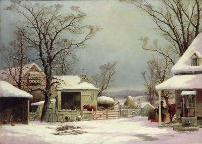 Patio de granja en invierno, 1862 de George Henry Durrie