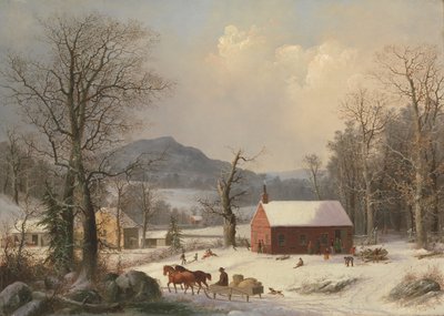 Escuela roja escena campestre, 1858 de George Henry Durrie
