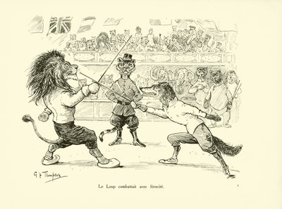 Le Loup combattait avec ferocite (litho) de George Henry Thompson