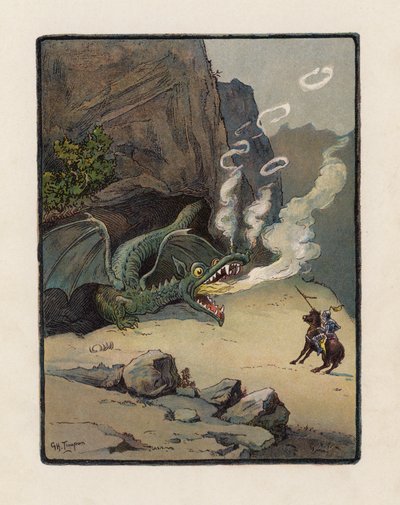 San Jorge y el Dragón (litografía en color) de George Henry Thompson