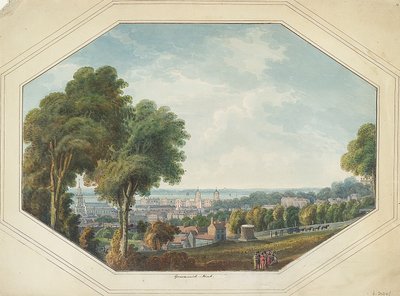 Greenwich desde la punta, c.1820 (acuarela) de George Heriot