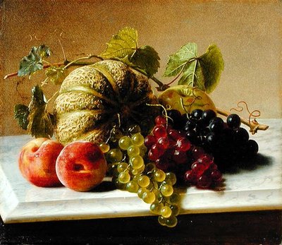 Naturaleza muerta con melones y uvas de George Hetzel