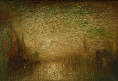 Atardecer veneciano, c.1900-19 (óleo sobre lienzo) de George Hirst Bogert