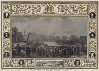 Su Majestad la Reina distribuyendo medallas a los héroes de Crimea en el Desfile de la Guardia de Caballos, 21 de mayo de 1855 de George Housman Thomas
