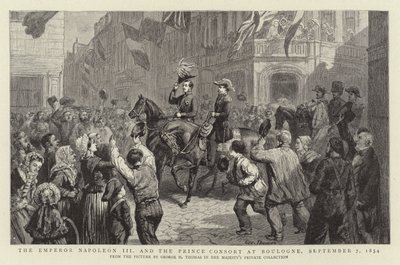 El emperador Napoleón III y el príncipe consorte en Boulogne, 7 de septiembre de 1854 de George Housman Thomas