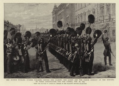 Los Fusileros Escoceses desfilando ante Su Majestad la Reina y el Príncipe Consorte en la mañana de su embarque para Crimea, 28 de febrero de 1854 de George Housman Thomas