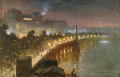 El Malecón y la Aguja de Cleopatra de Noche, Londres, c.1910 de George Hyde Pownall