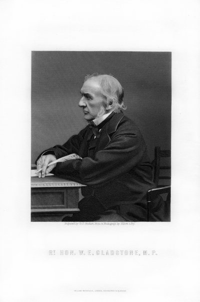 William Ewart Gladstone, estadista del Partido Liberal Británico y Primer Ministro de George J. Stodart