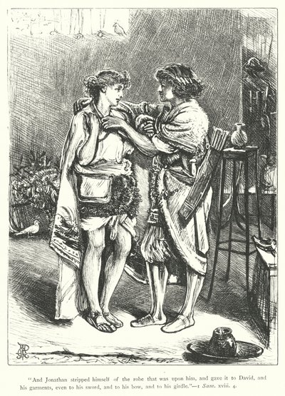 David y Jonatán (grabado) de George John Pinwell