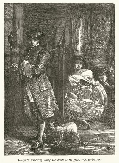 Goldsmith vagando por las calles de la gran, fría y malvada ciudad de George John Pinwell
