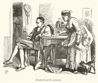 Oliver Goldsmith y su casera de George John Pinwell