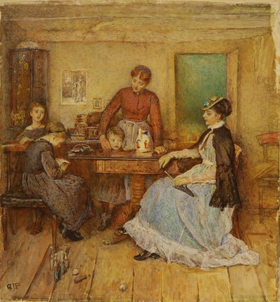 Día de visita, fecha desconocida (acuarela sobre papel) de George John Pinwell