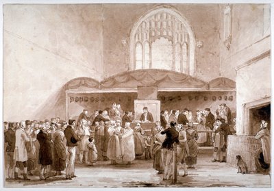 Vista interior de la Capilla Guildhall, Ciudad de Londres, 1817 de George Jones
