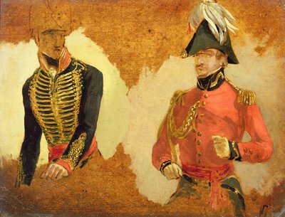 Estudios de uniforme de la Artillería Real a Caballo, y de un A.D.C. al Comandante en Jefe: un estudio para 