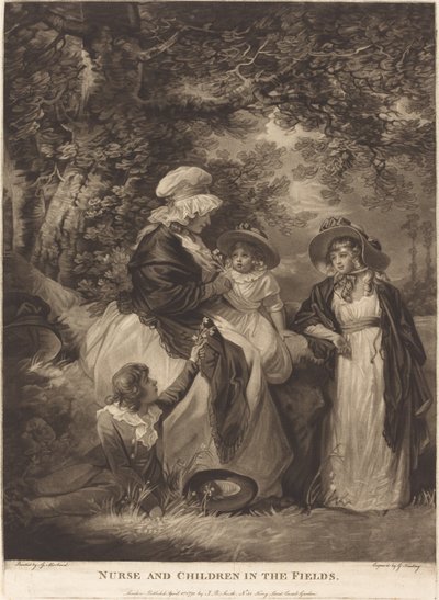 Niñera y niños en los campos de George Keating after George Morland