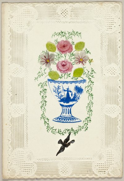 San Valentín sin título (Jarrón de flores con pájaro) de George Kershaw