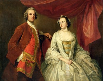Un hombre y una mujer, posiblemente de la familia Missing, de Little Park House, Wickham, Hampshire, 1747 de George Knapton