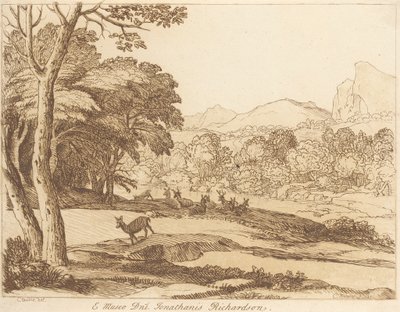 Sin título: Paisaje con ciervos de George Knapton