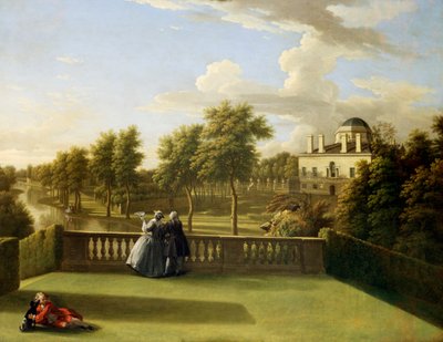 Vista desde la Cascade Terrace, Chiswick (óleo sobre lienzo) de George Lambert