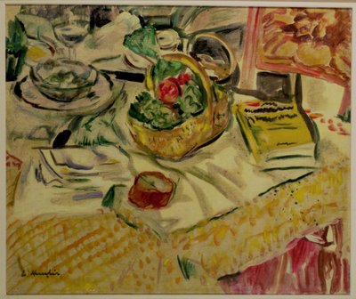 Naturaleza muerta con una cesta de verduras de George Leslie Hunter
