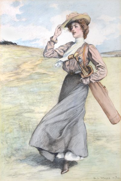 Señora golfista de George Loraine Stampa
