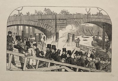 La corriente viva en el Puente de Londres - Bajo el puente de George Louis Palmella Busson Du Maurier