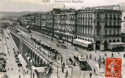 Postal que representa el Boulevard de la Republique, Argel, Argelia de Bartolome Esteban and studio Murillo