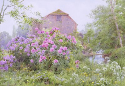 Rhododendros junto a un molino de agua de George Marks
