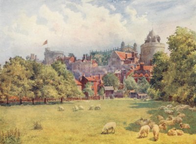 El castillo desde los campos (litografía en color) de George Moore Henton