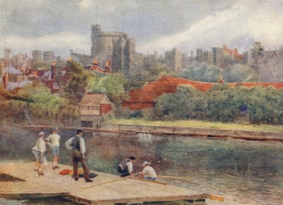 El castillo desde las balsas (litografía en color) de George Moore Henton