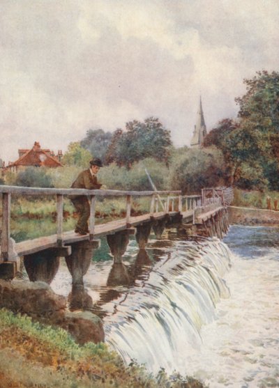 The Old Weir (litografía en color) de George Moore Henton