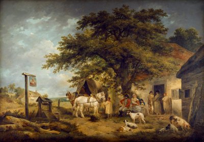 Una parada de un soldado y su familia, c1795-c1800 de George Morland
