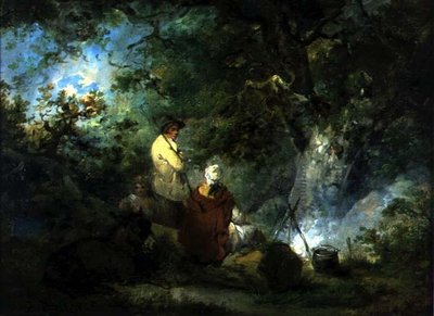 Gitanos junto a una fogata de George Morland