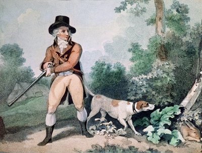 Caza de liebres grabado por C. Cotton de George Morland