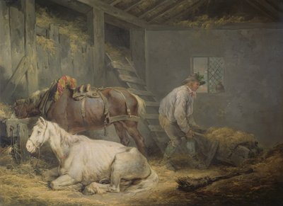 Caballos en un Establo, 1791 de George Morland