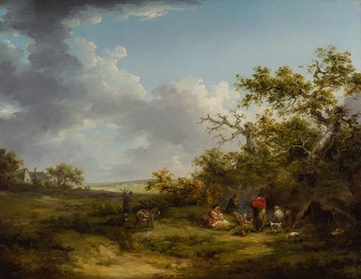 Paisaje con campamento de gitanos (óleo sobre lienzo) de George Morland