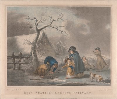 Juego de cuatro: Niños Patinaje de George Morland