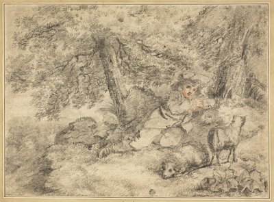 Pastorcillo con corderos en el bosque de George Morland