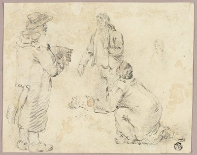 Tres hombres con perros de George Morland