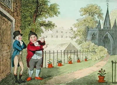 Mostrando un jardín, grabado por Isaac Cruikshank, publicado en 1796 de George Moutard (after) Woodward