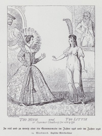 Demasiado y muy poco, ropa de verano para 1556 y 1796 de George Moutard (after) Woodward