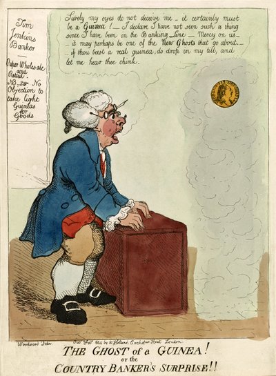 ¡El Fantasma de una Guinea! o ¡La Sorpresa del Banquero del Campo!, pub. 1804 (grabado coloreado a mano) de George Moutard Woodward