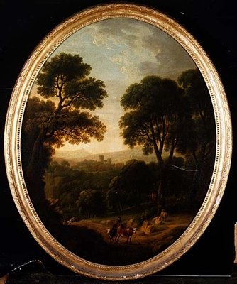 Paisaje Boscoso con Campesinos y Ganado en un Camino de George Mullins